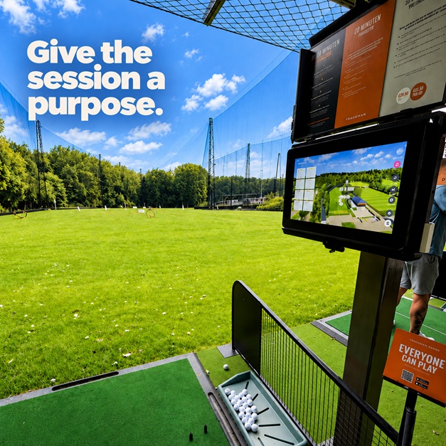 Golf driving range with the words Give the session a purpose