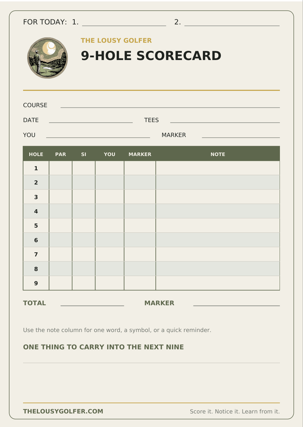 9-Hole Scorecard and Reflection card